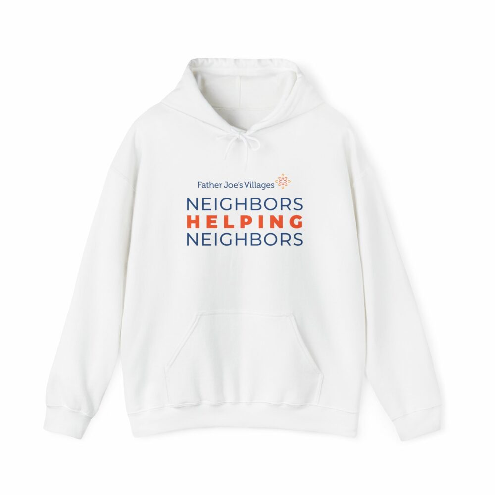 Neighbors Helping Neighbors logo hoodie, white