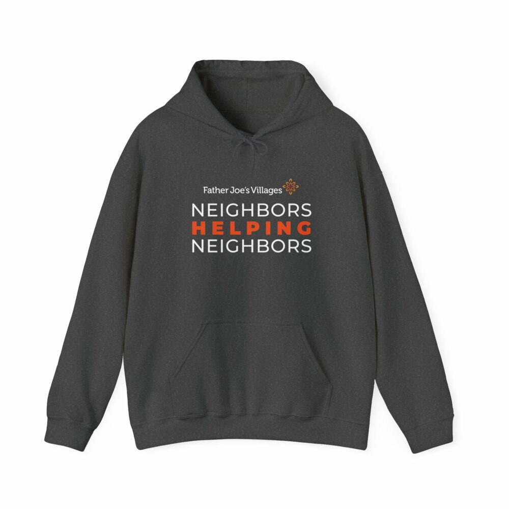 Neighbors Helping Neighbors logo hoodie, dark gray