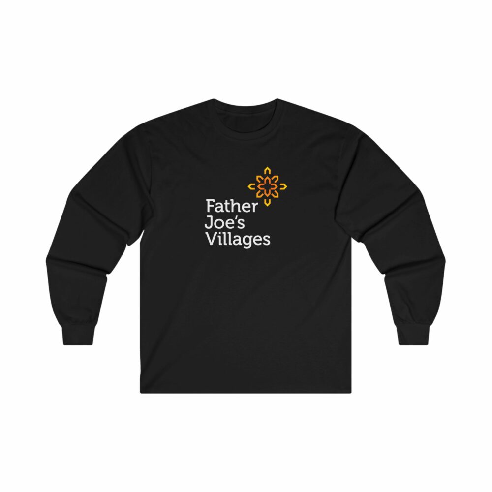 Father Joe's Villages logo, long sleeve t-shirt, black