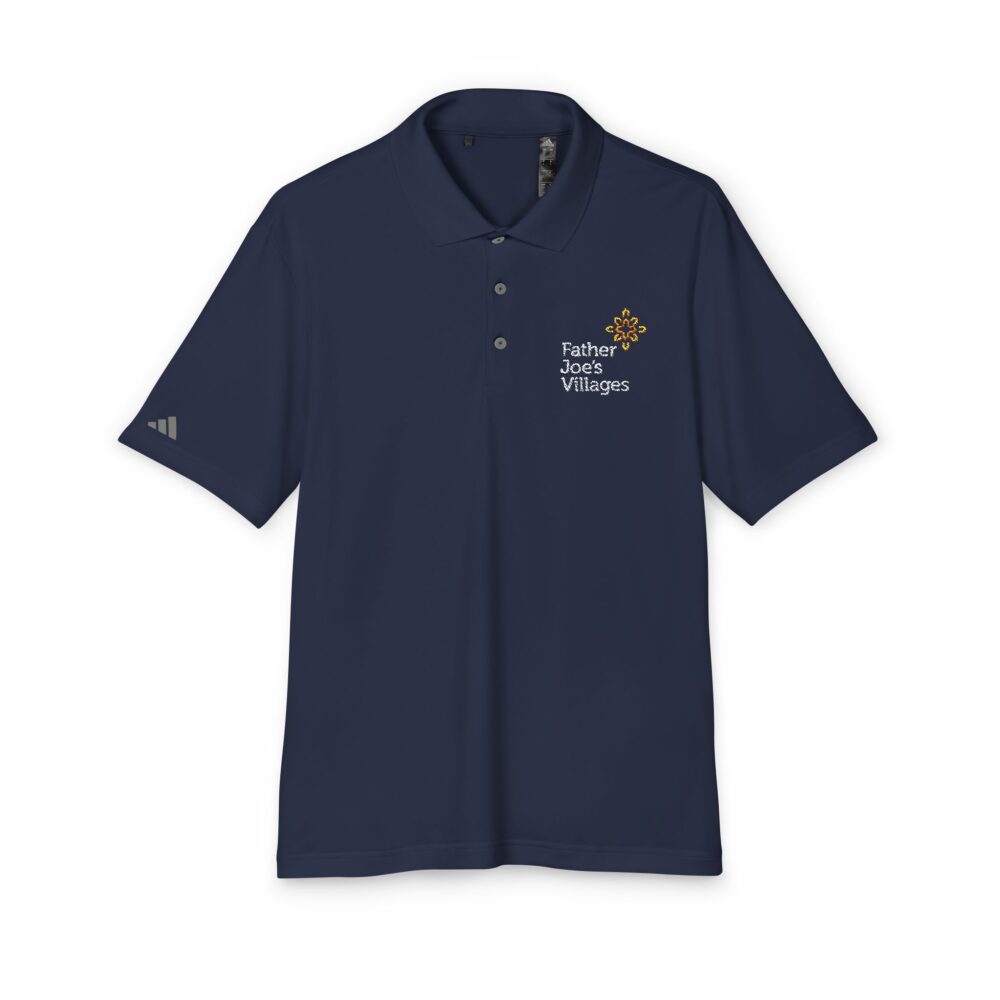 embroidered Father Joe's Villages logo, polo, navy blue