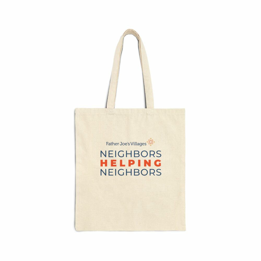 Father Joe's Villages and Neighbors Helping Neighbors logo canvas tote bag