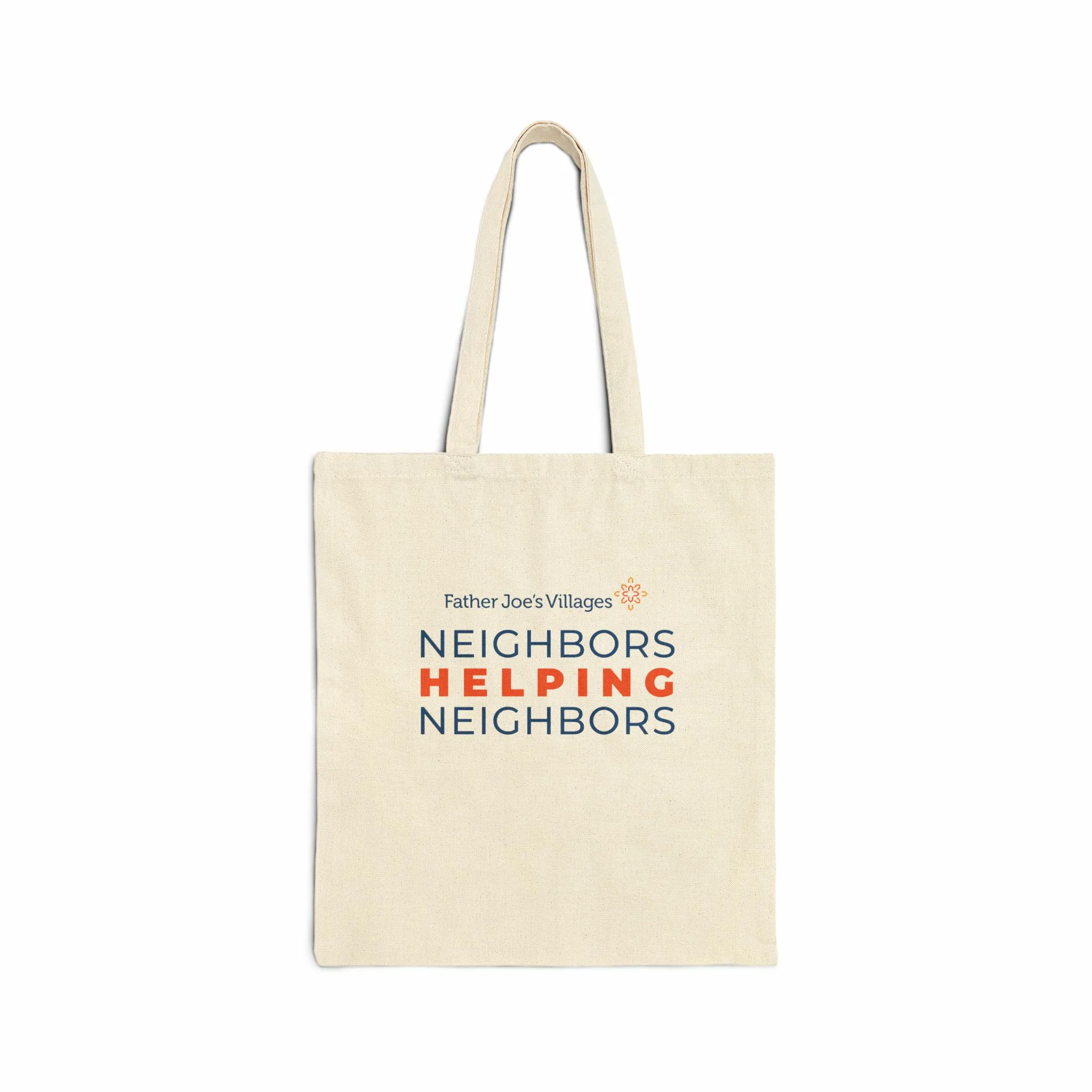 Father Joe's Villages and Neighbors Helping Neighbors logo canvas tote bag