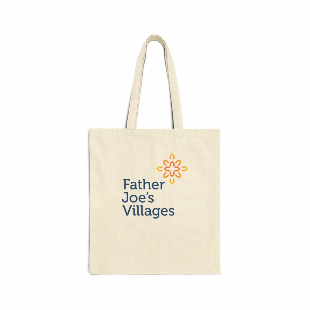 Father Joe's Villages and Neighbors Helping Neighbors logo canvas tote bag