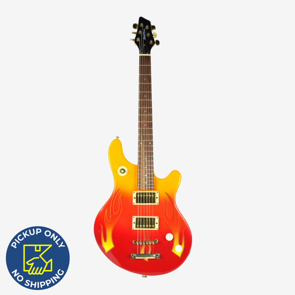 Pearl River electric guitar, twin humbucker pickups, flame graphics