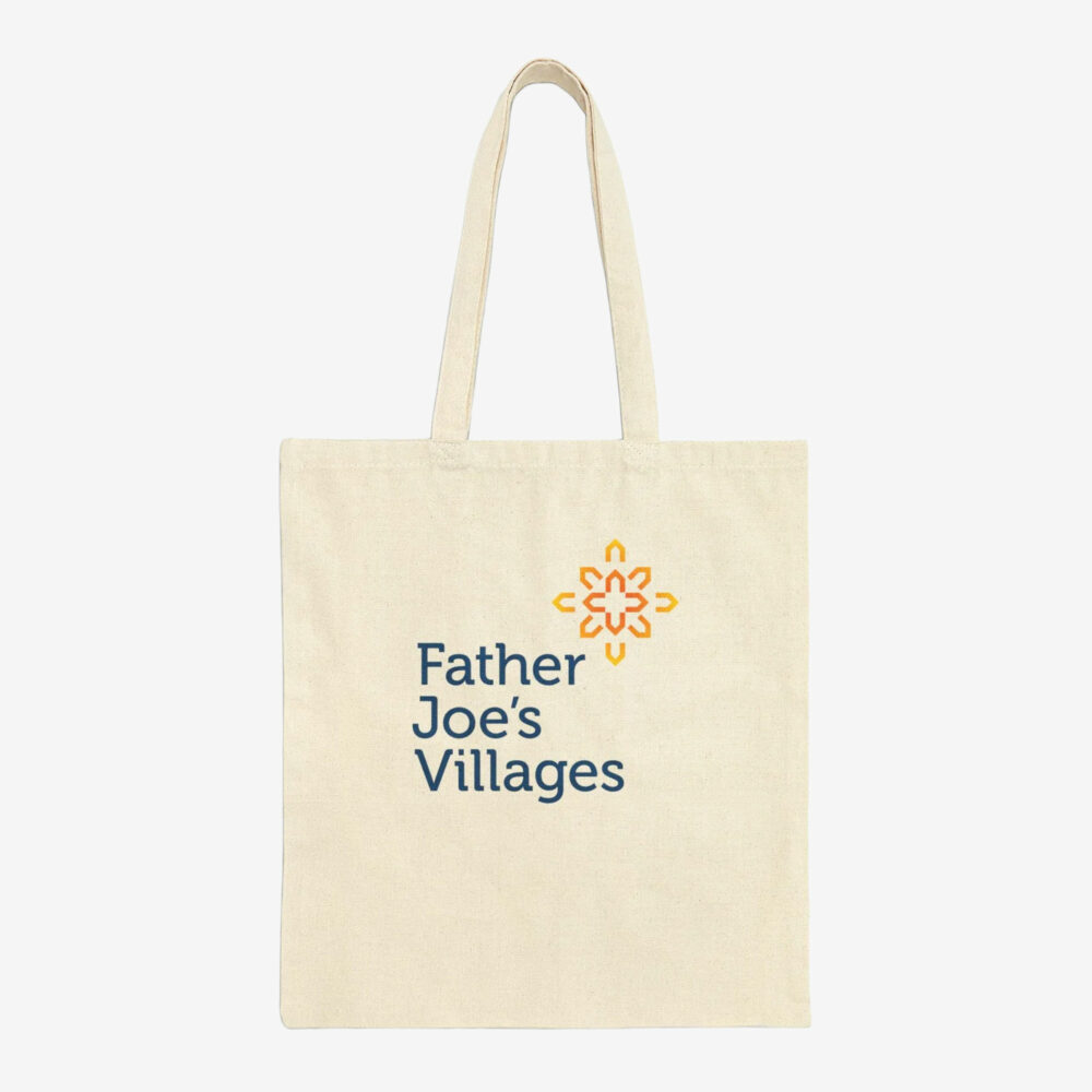 Father Joe's Villages and Neighbors Helping Neighbors logo canvas tote bag