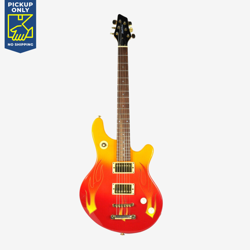 Pearl River electric guitar, twin humbucker pickups, flame graphics