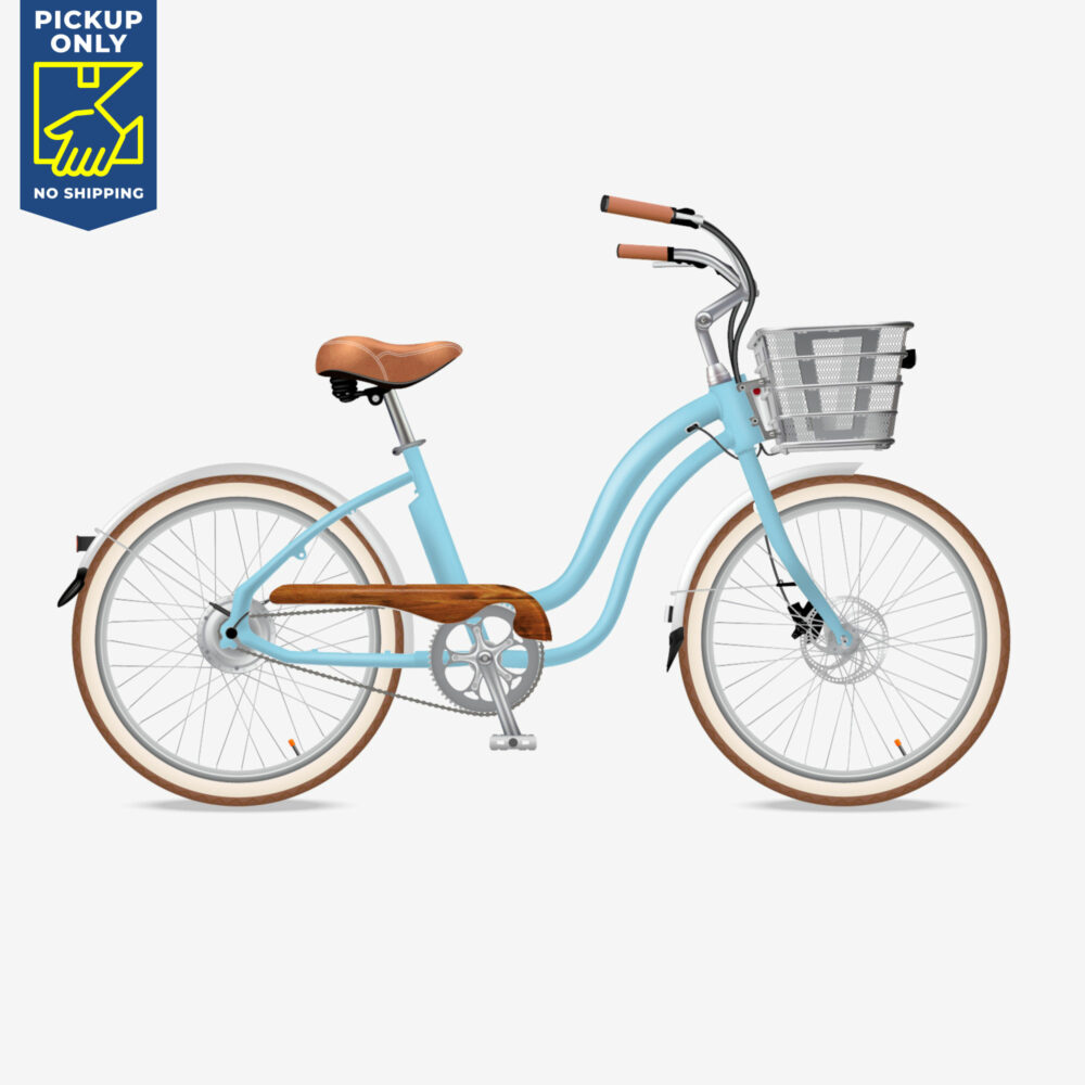 Electric Bike Company E-Bike, blue, step-through with front basket