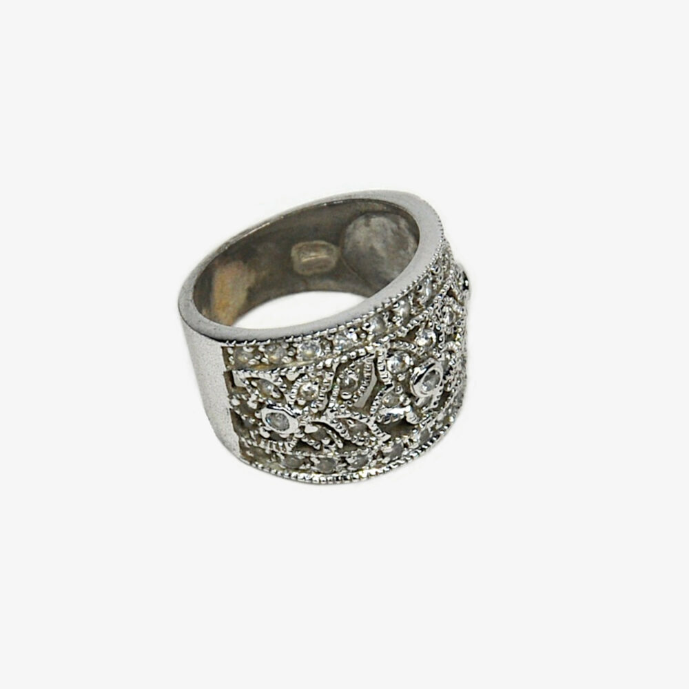 Vintage Floral Cubic Zirconia Ring, 6.5 - Image 2