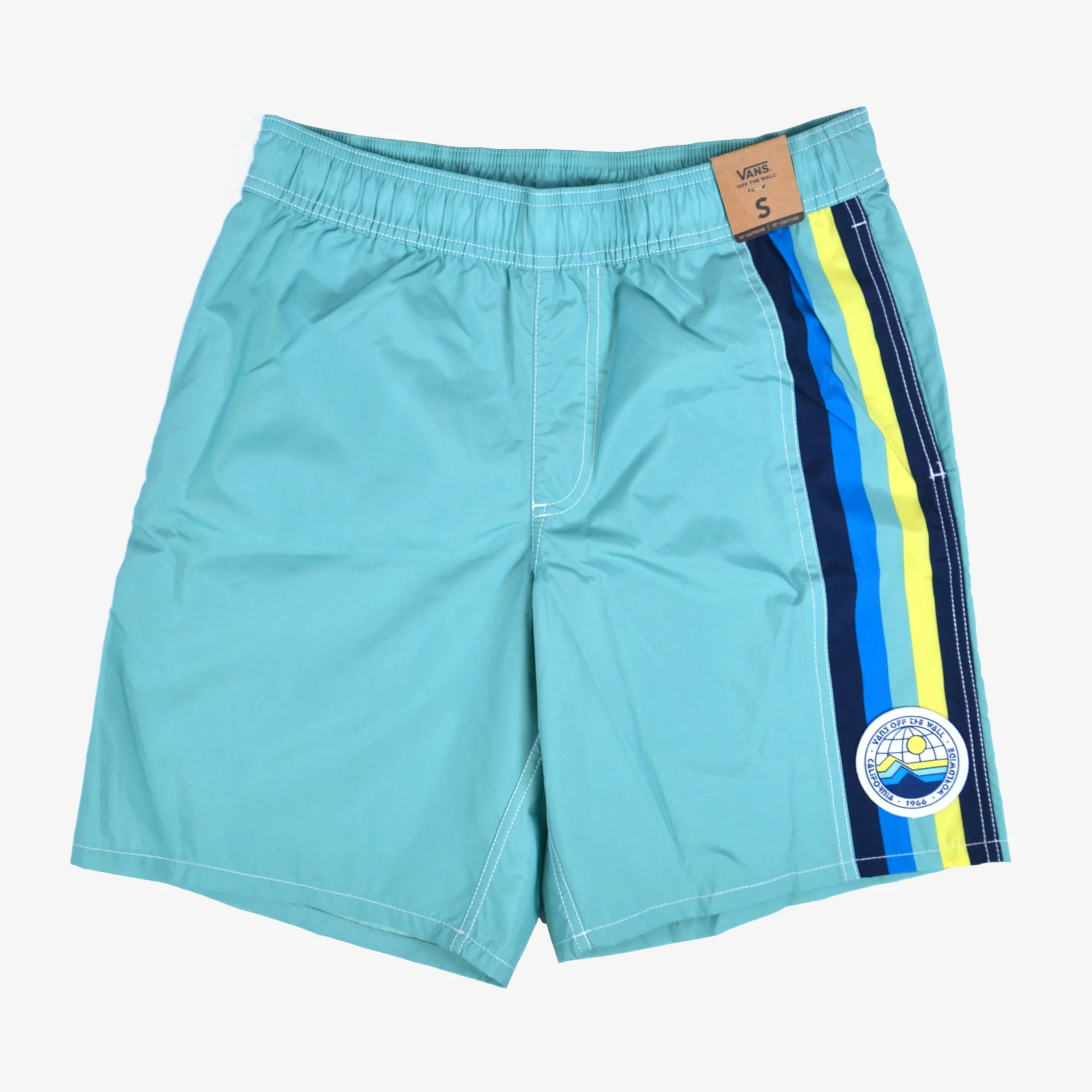 Aqua Green Striped Swim Trunks