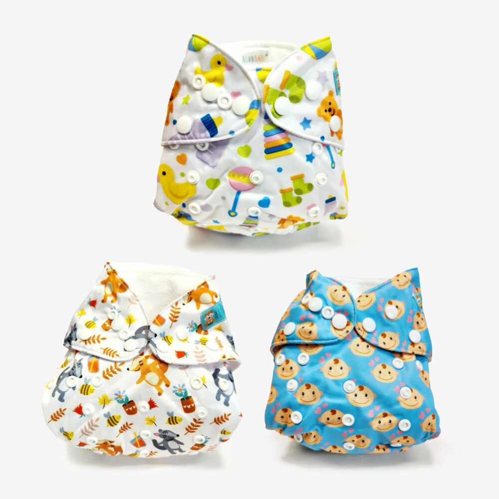 ALVABABY 3-pack cloth diaper bundle