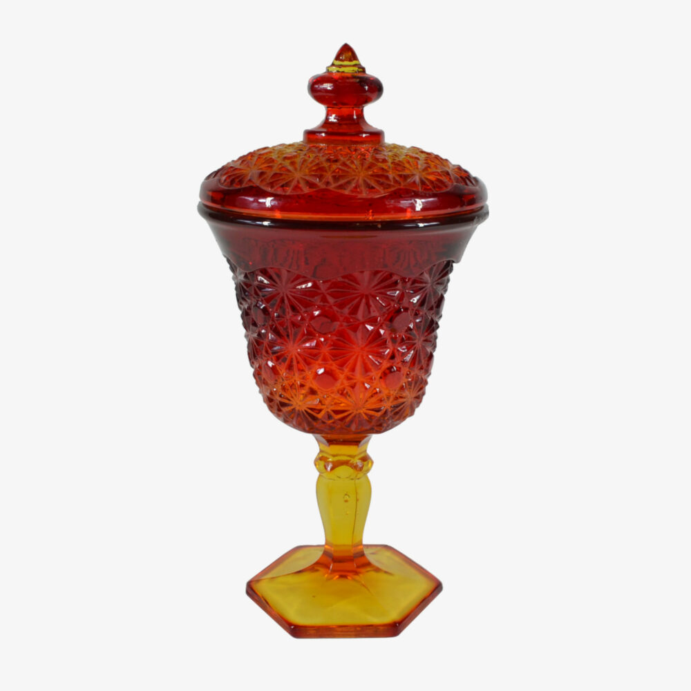 Amberina Covered Candy Dish