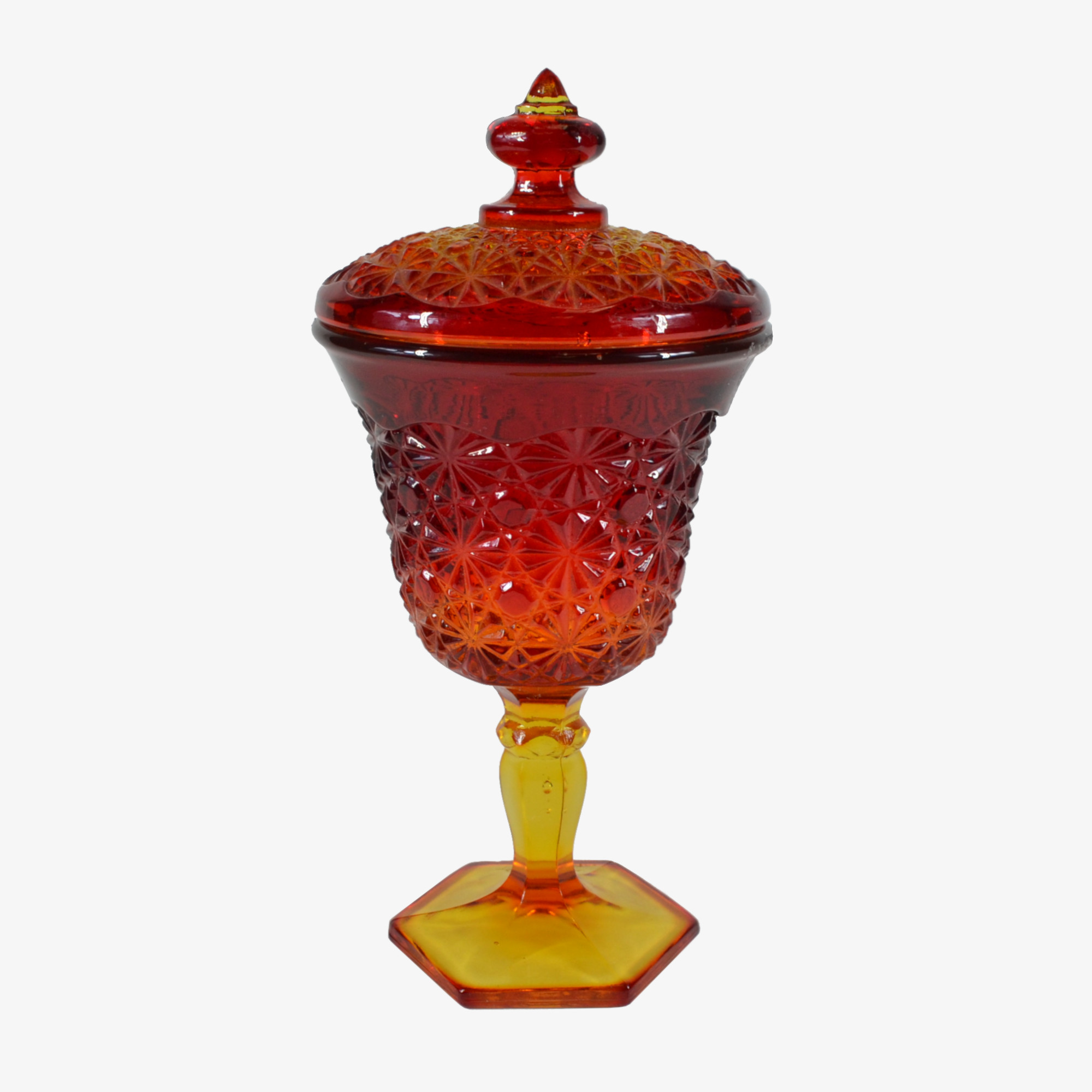 Amberina Covered Candy Dish