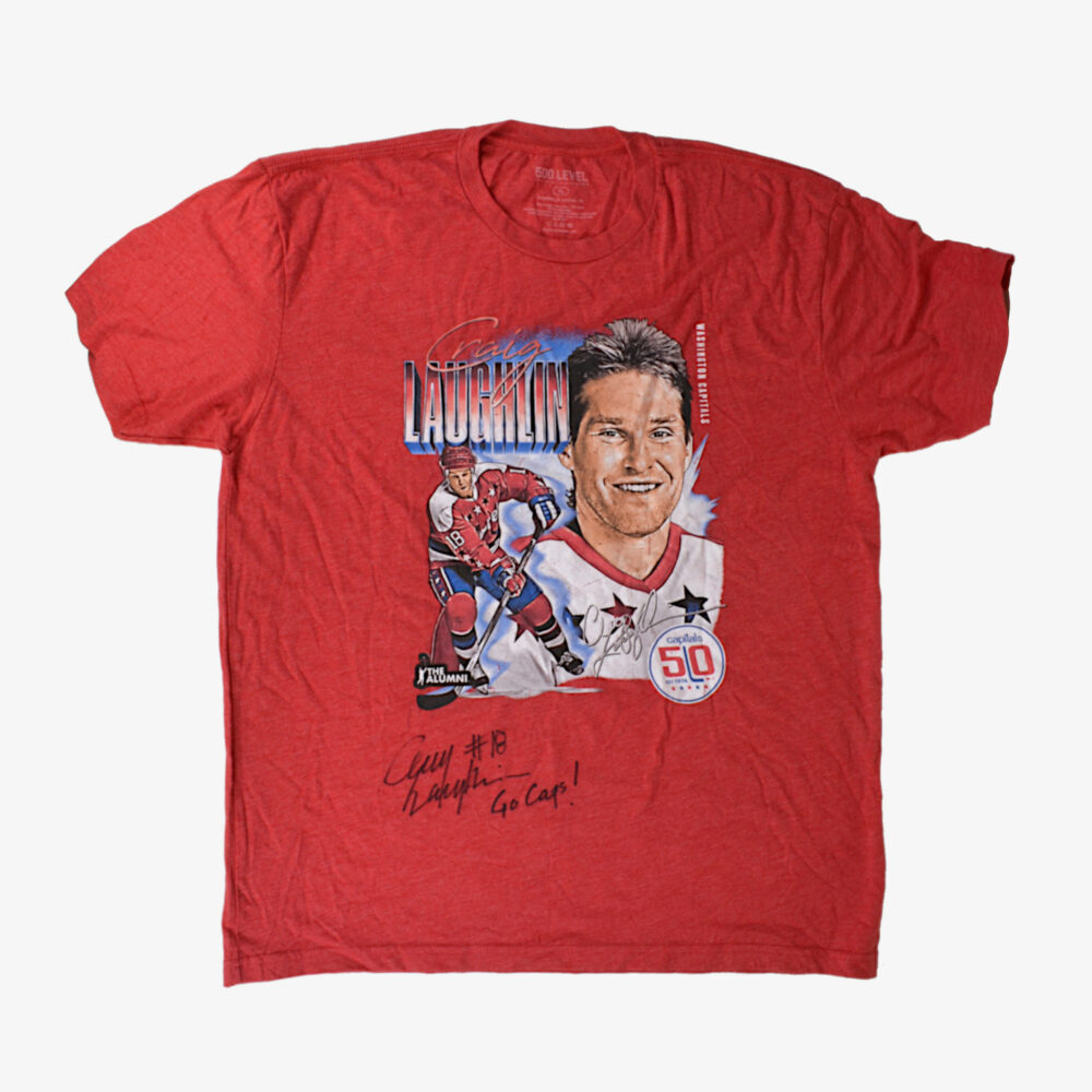 500 Level Craig Laughlin Signed Hockey T-shirt