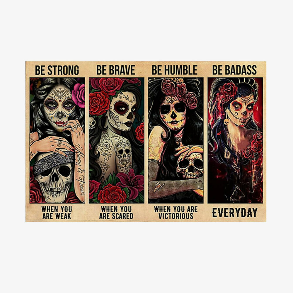 Sugar Skull Inspirational Tin Sign