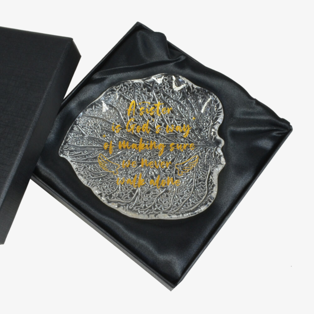 Sister Leaf-shaped Glass Jewelry Dish