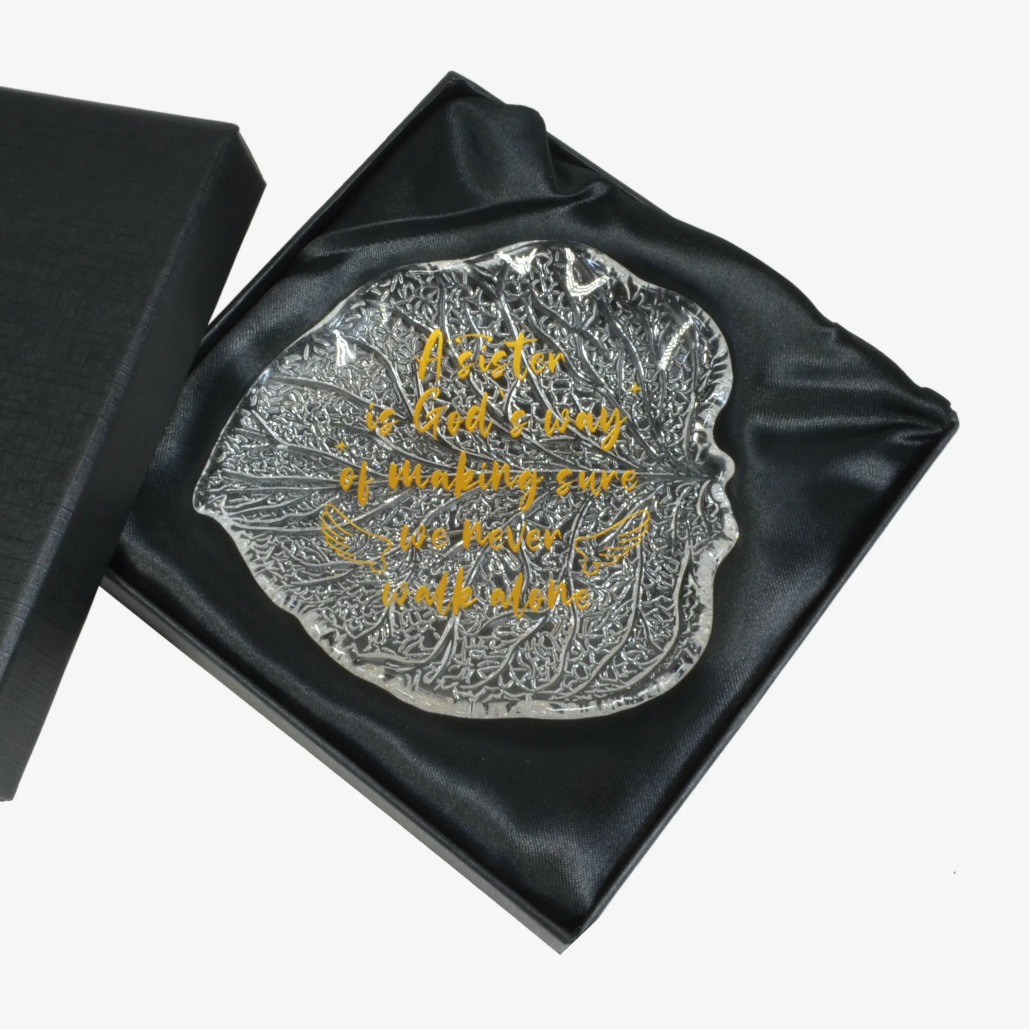 Sister Leaf-shaped Glass Jewelry Dish